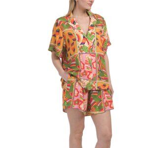 LABEL OF LOVE multi 2pc Calista Cover-up Shirt And Shorts Set